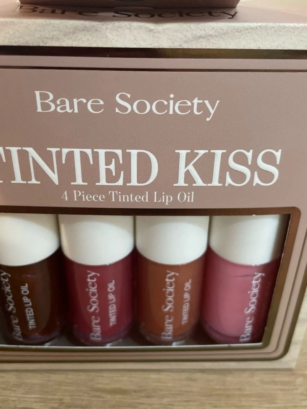 Society Tinted Kiss 4-Piece Lip Oil Set - Pink, Brown, Mauve, Rose